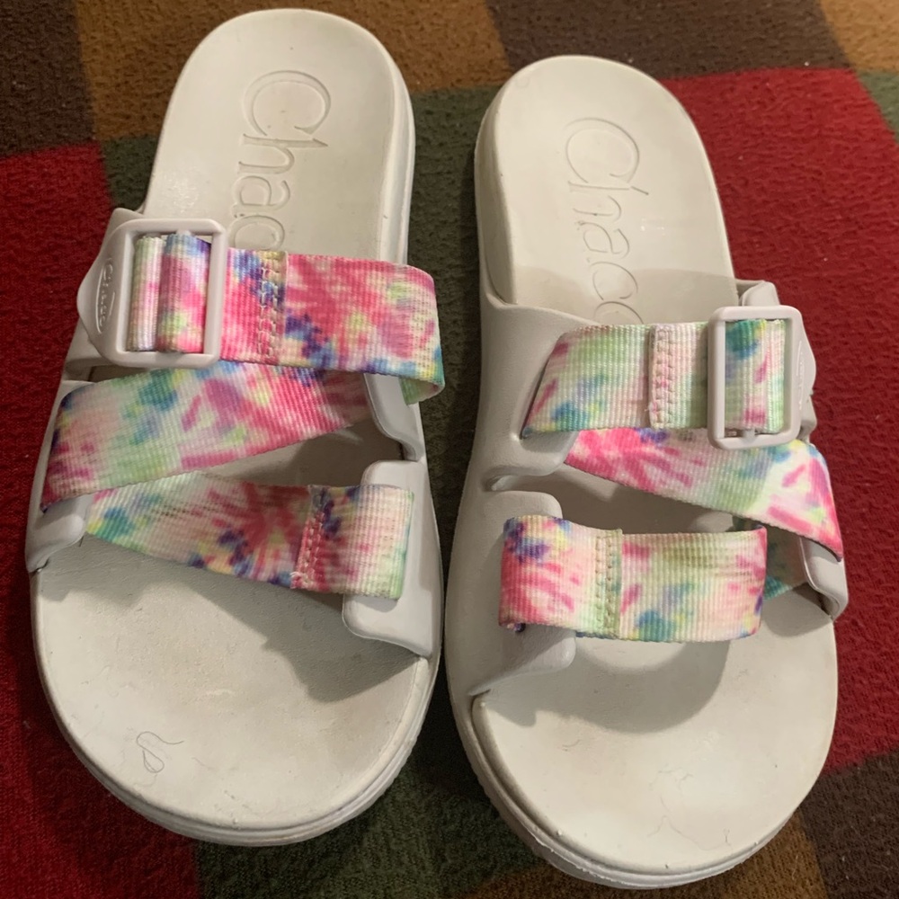 Chaco White and Pink Sandals with Adjustable Straps